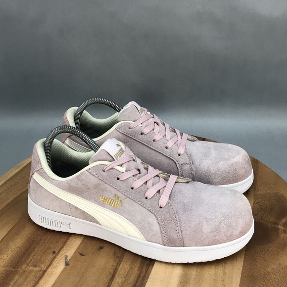 Puma Iconic Composite Toe Work Shoes Womens 8.5 Pink Lace up Low Top - Picture 1 of 8